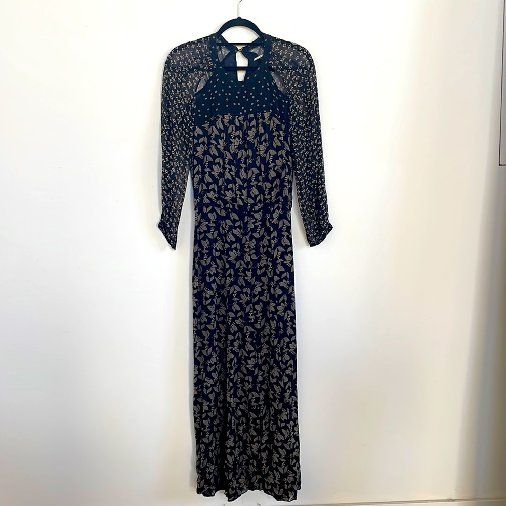 Isabel Marant Etoile Black Floral Chiffon Maxi Dress
